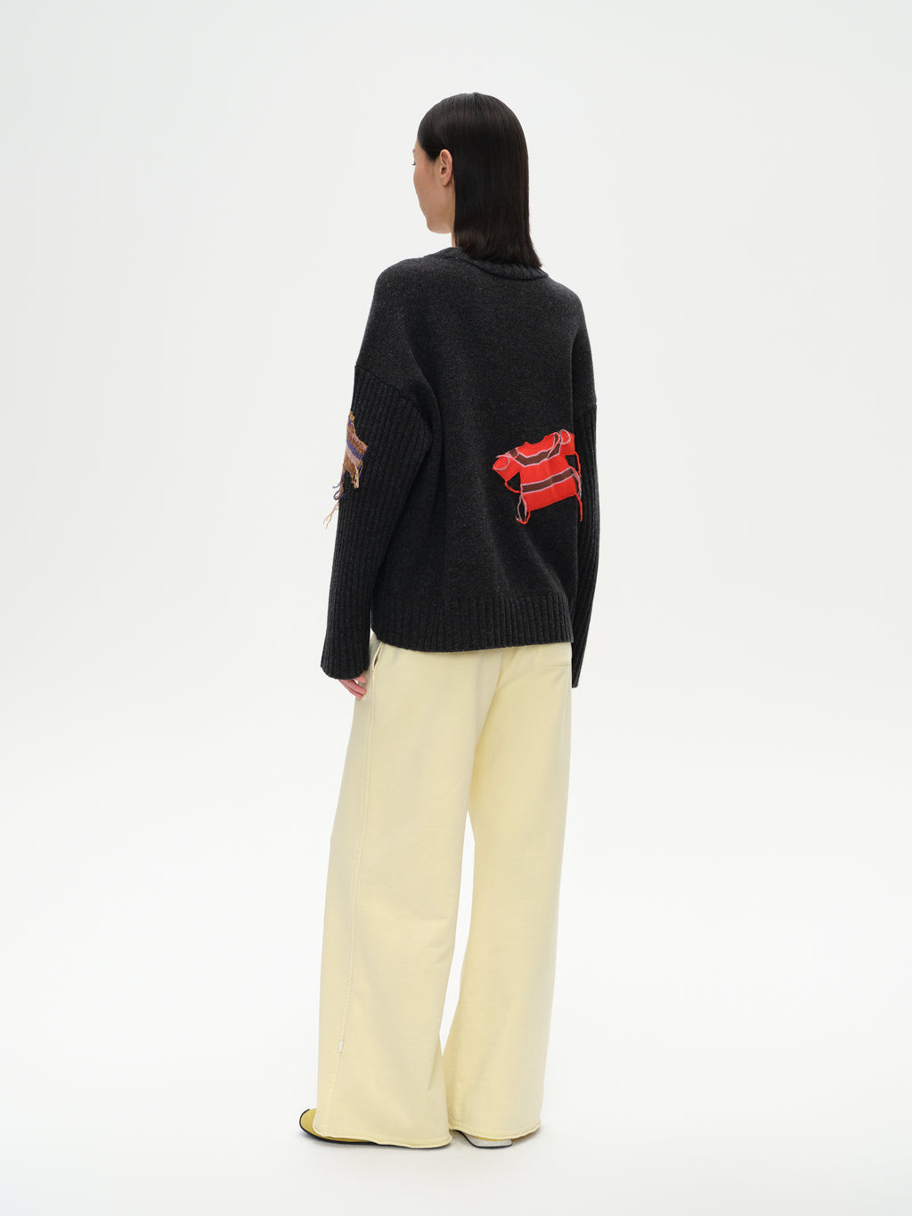 Patch Design Crew Neck Sweater