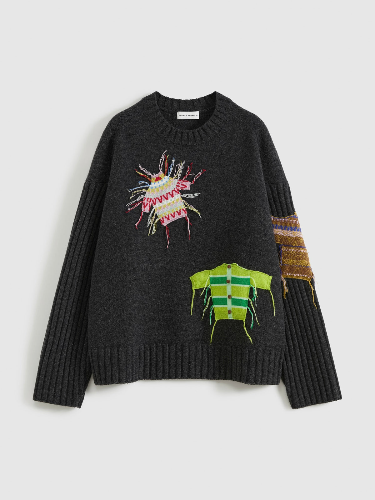 Patch Design Crew Neck Sweater