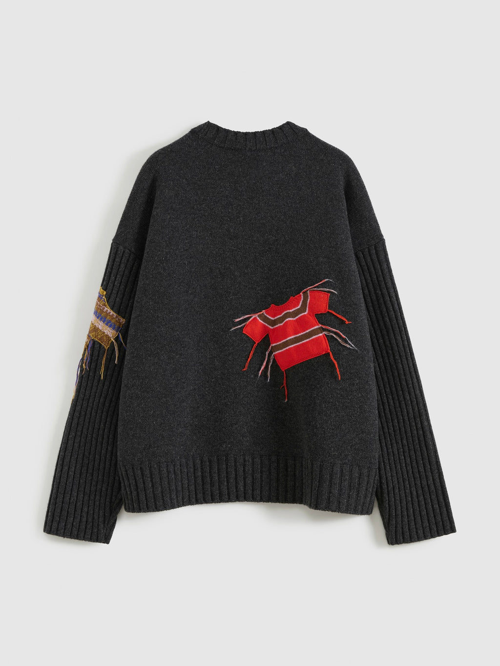Patch Design Crew Neck Sweater