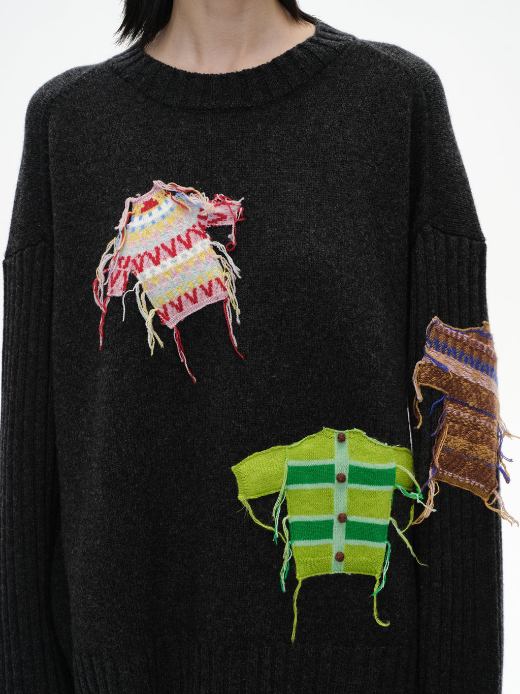 Patch Design Crew Neck Sweater