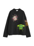 Patch Design Crew Neck Sweater