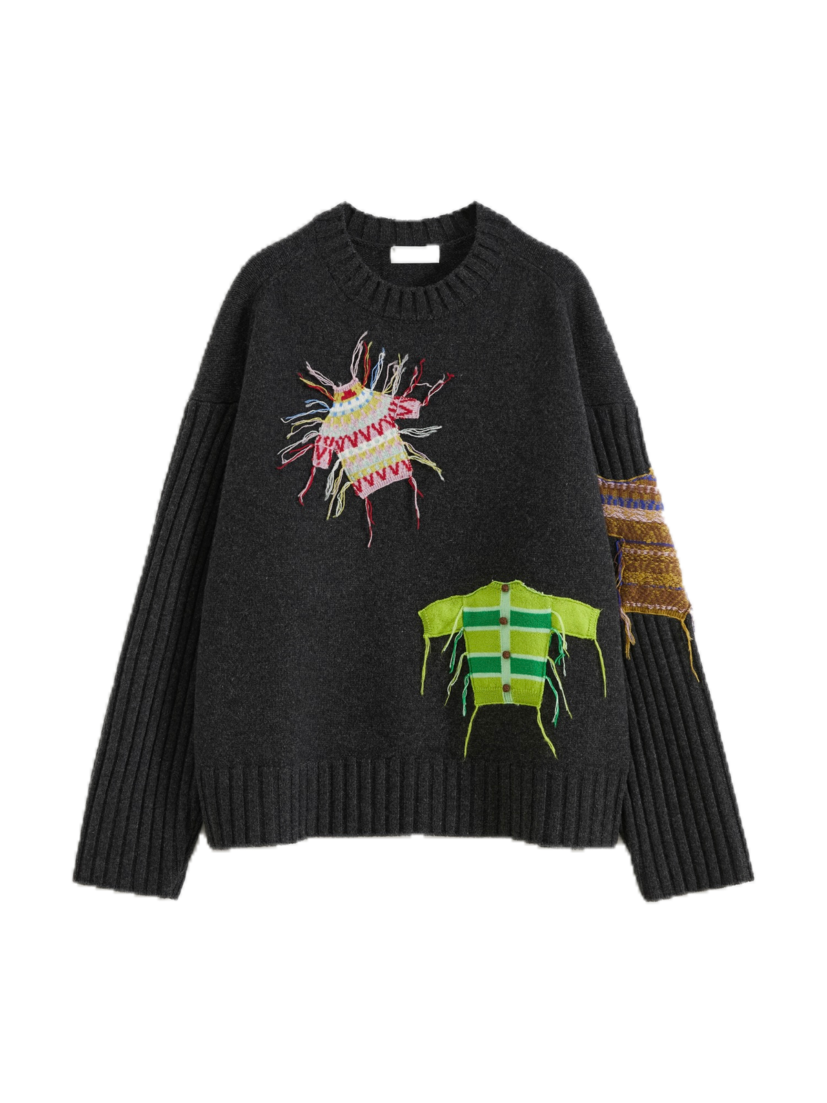 Patch Design Crew Neck Sweater
