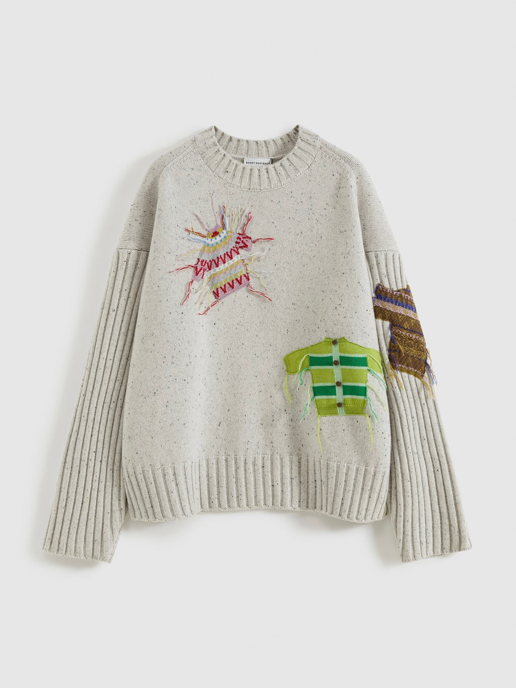 Patch Design Crew Neck Sweater