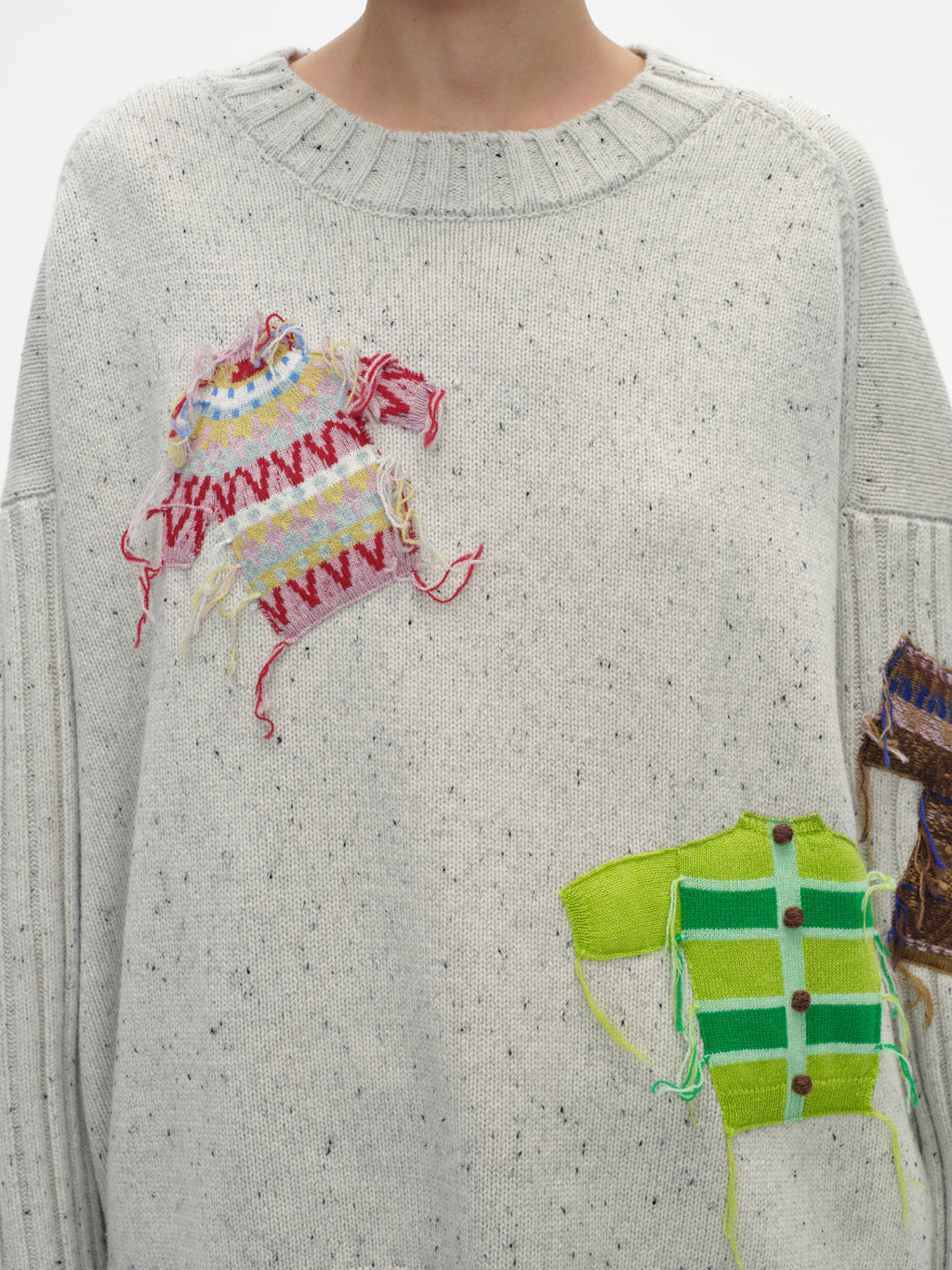 Patch Design Crew Neck Sweater