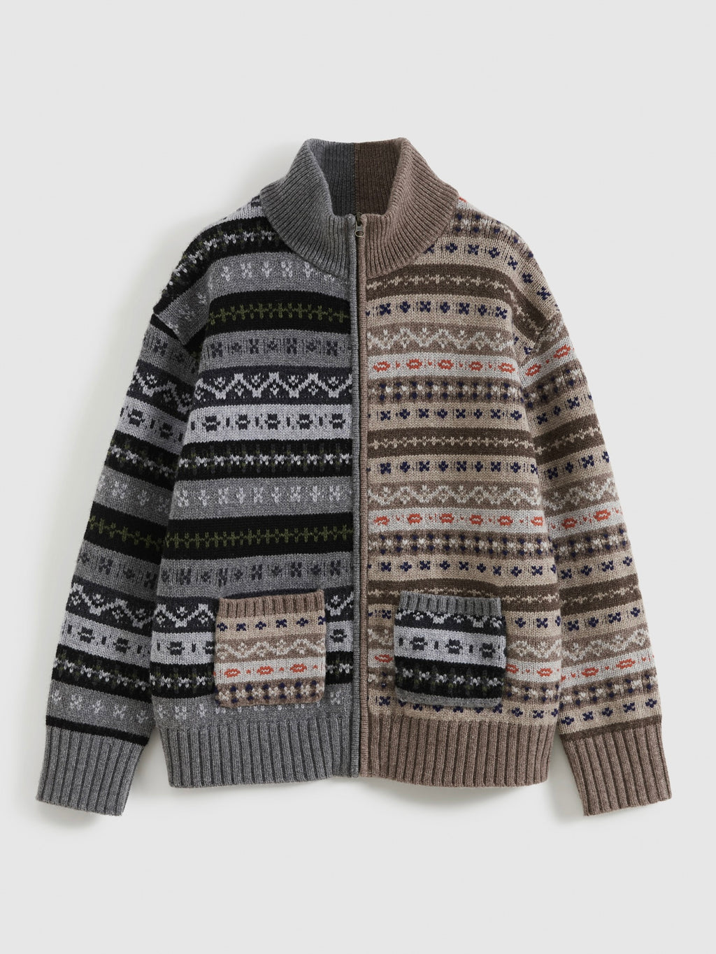 Fair Isle Patchwork Lapel Cardigan