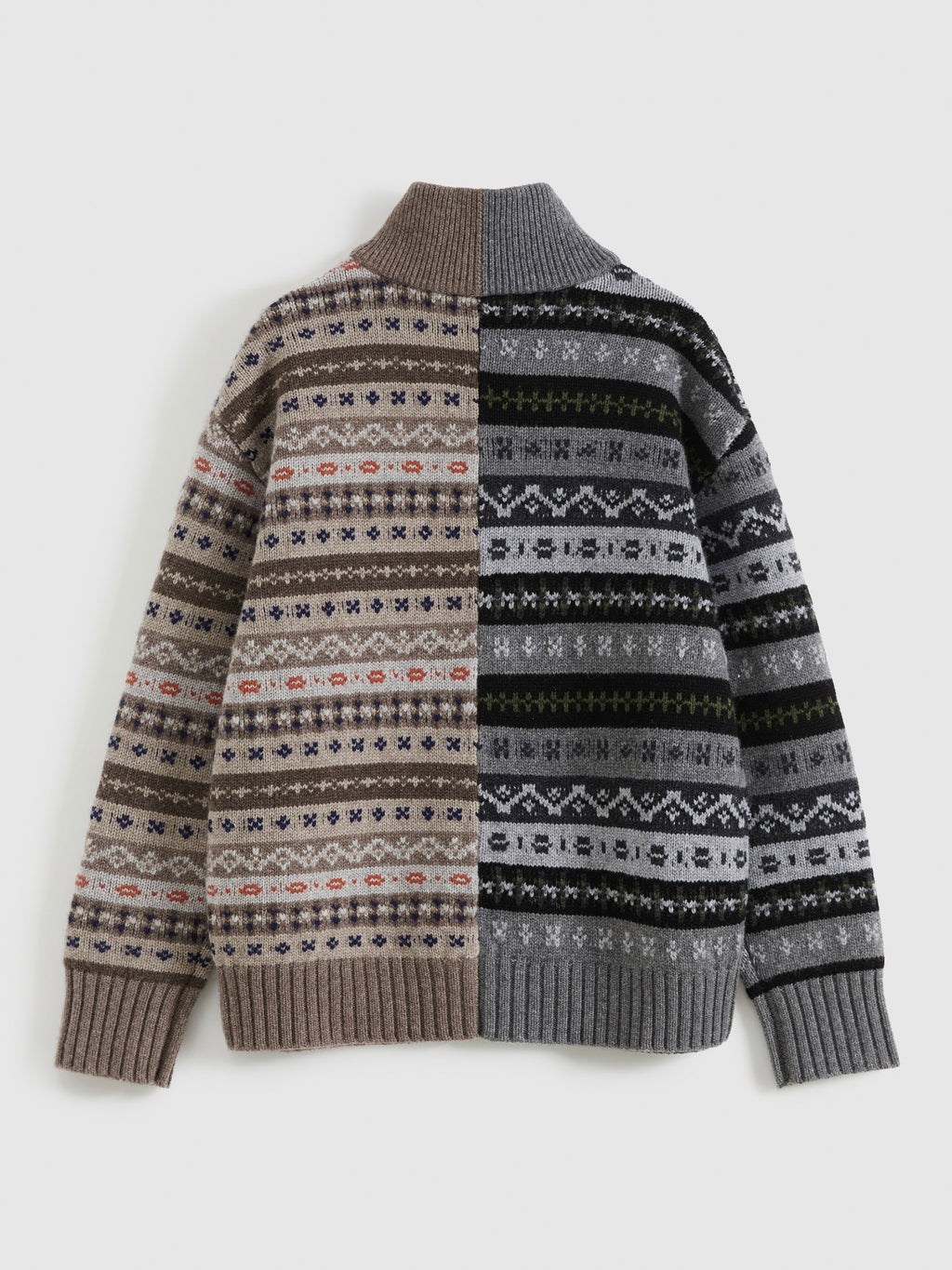 Fair Isle Patchwork Lapel Cardigan