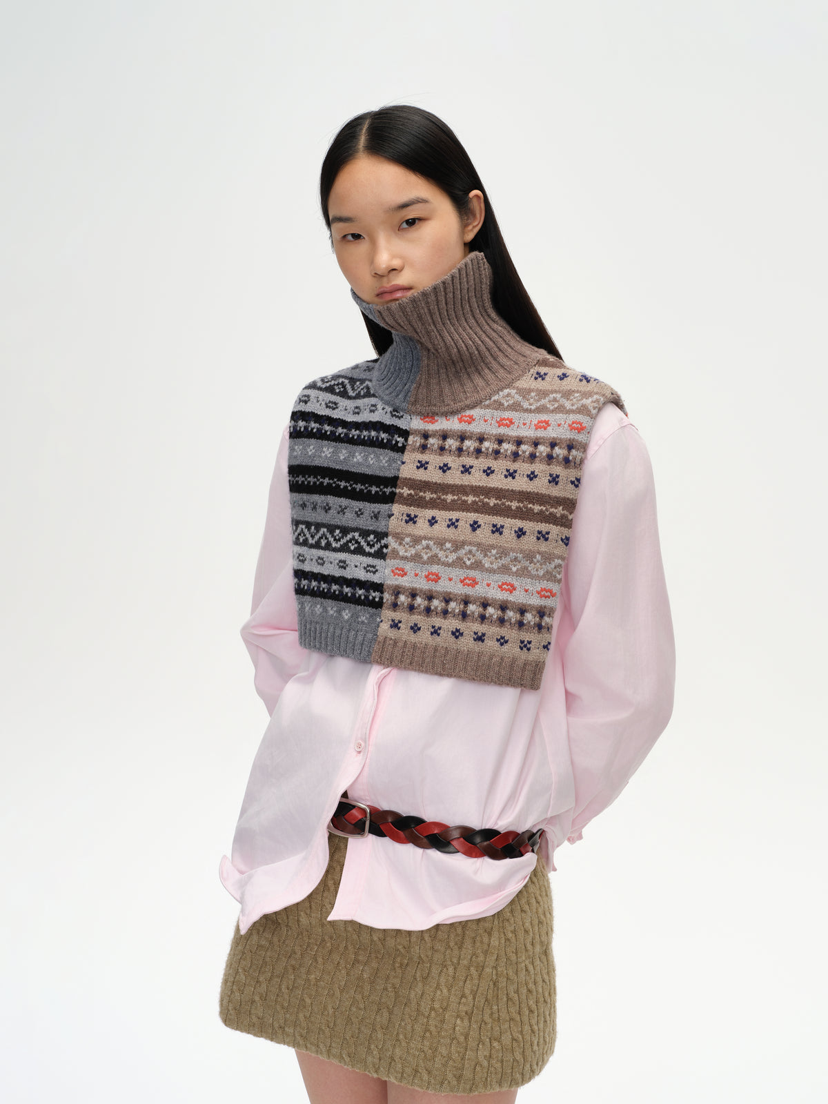 Fair Isle Patchwork Poncho Vest