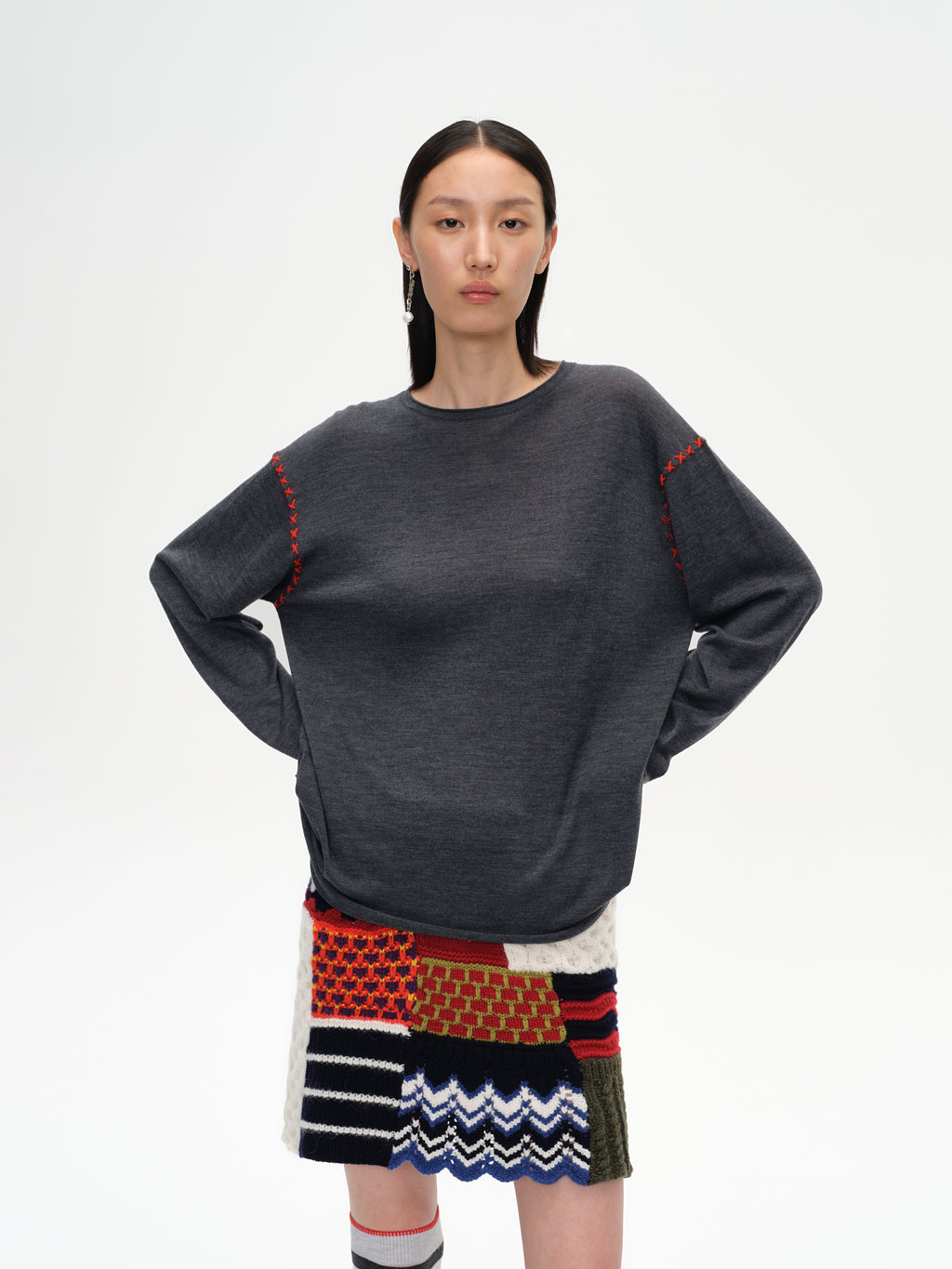 Cross-Stitch Loose Knit Top