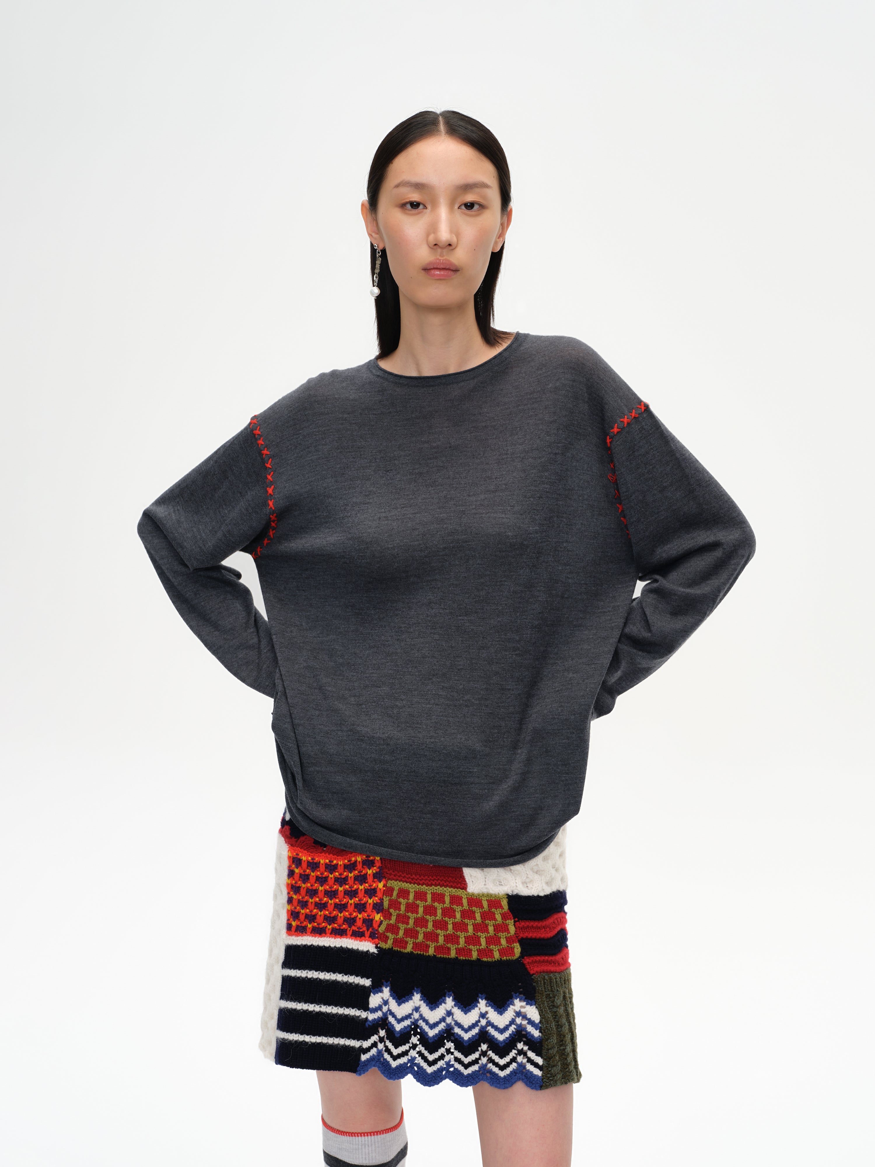 Cross-Stitch Loose Knit Top