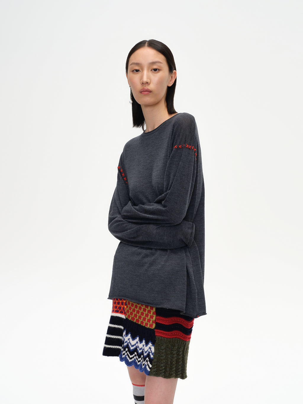 Cross-Stitch Loose Knit Top