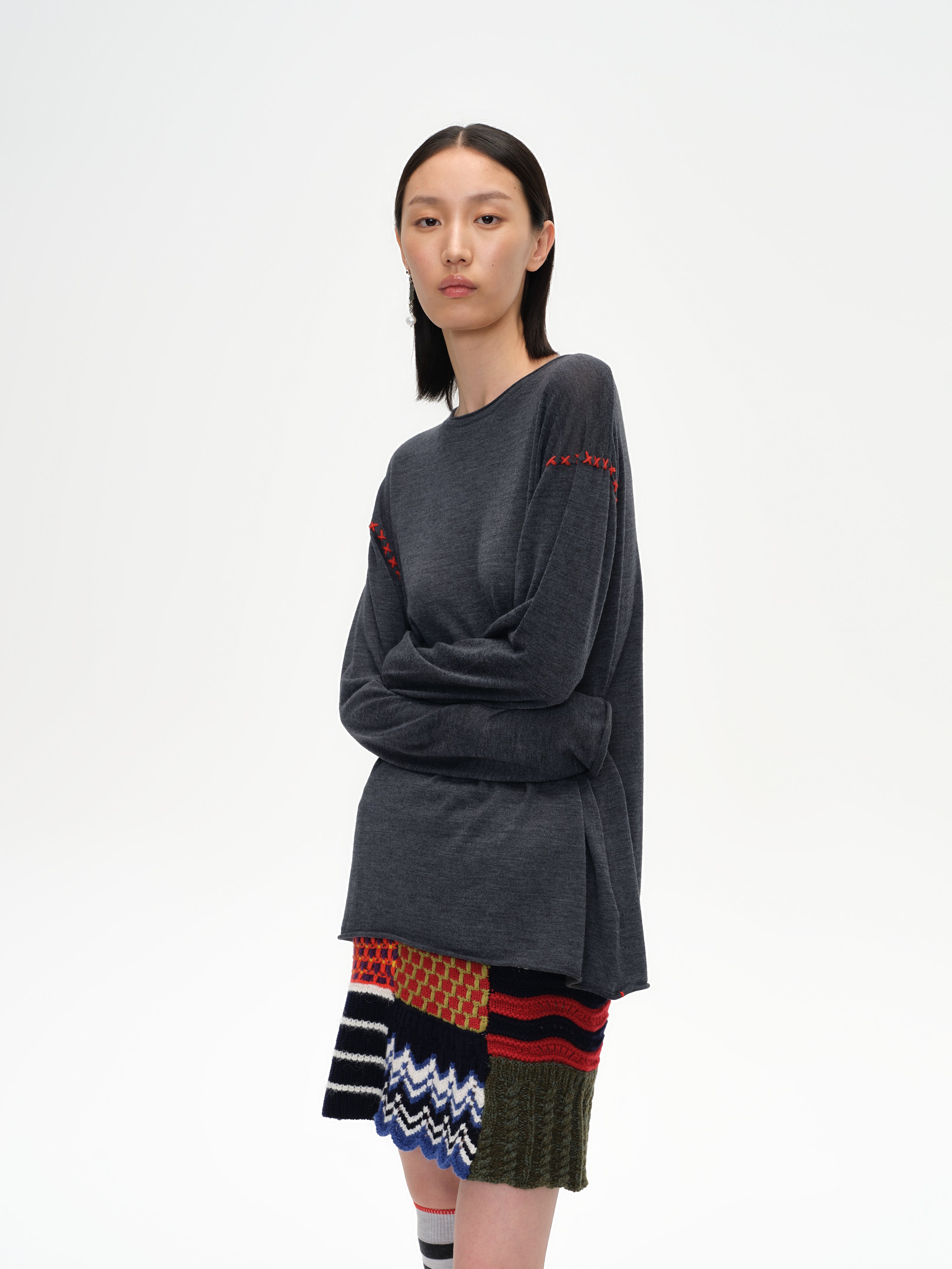 Cross-Stitch Loose Knit Top