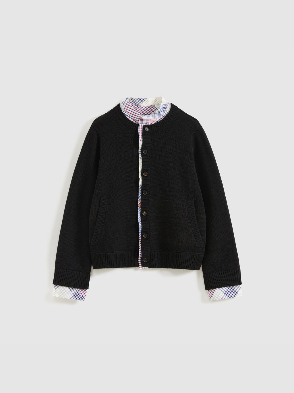 Patchwork Two-Tone Knit Cardigan