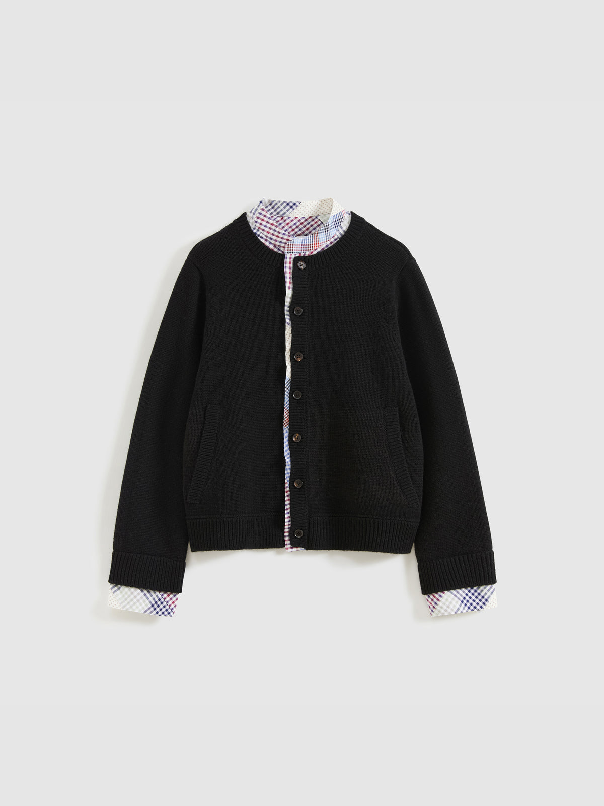 Patchwork Two-Tone Knit Cardigan