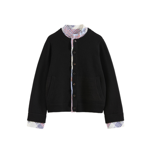 Patchwork Two-Tone Knit Cardigan