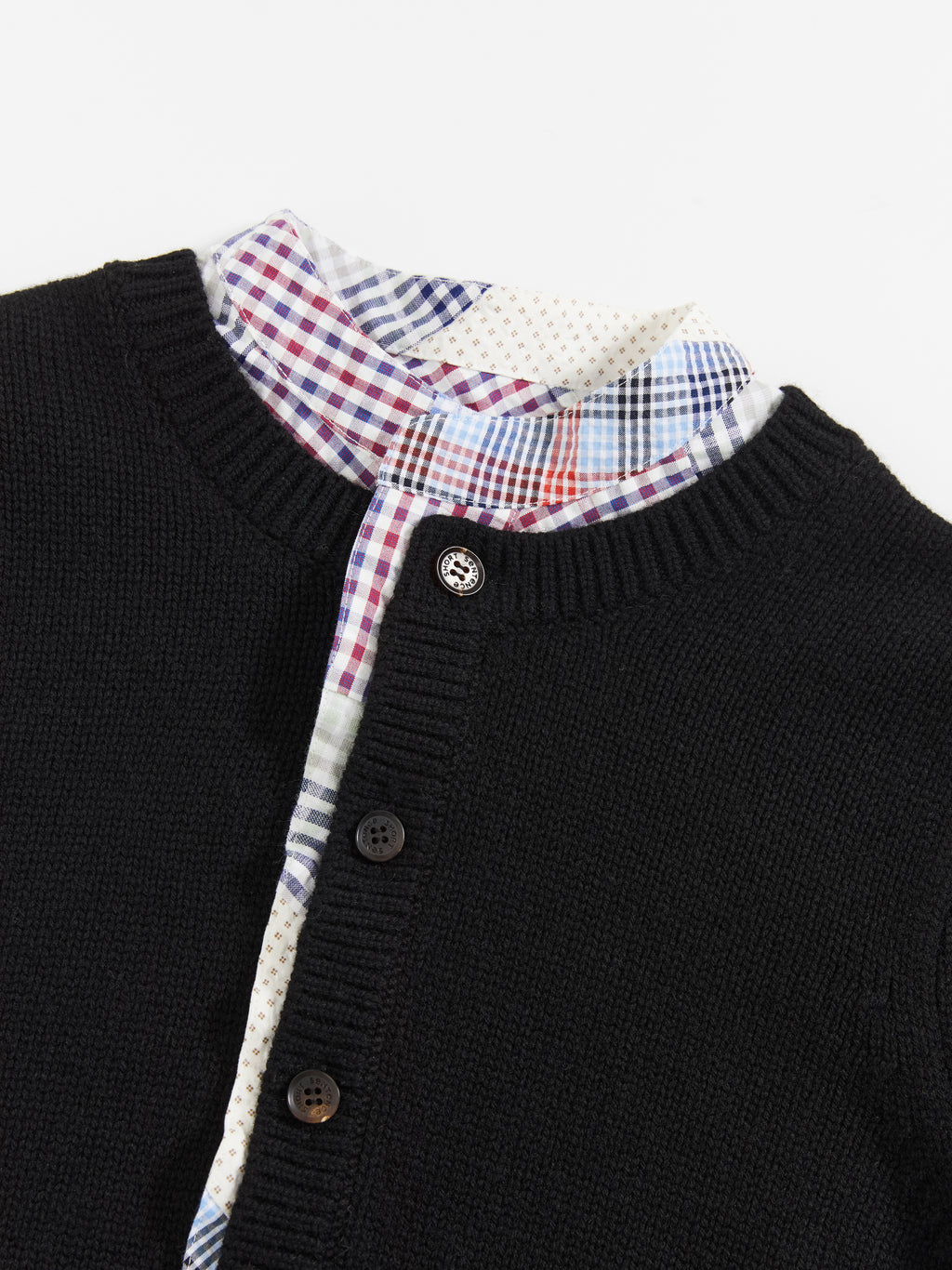 Patchwork Two-Tone Knit Cardigan