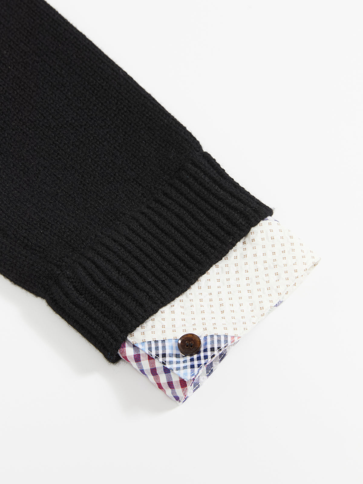 Patchwork Two-Tone Knit Cardigan