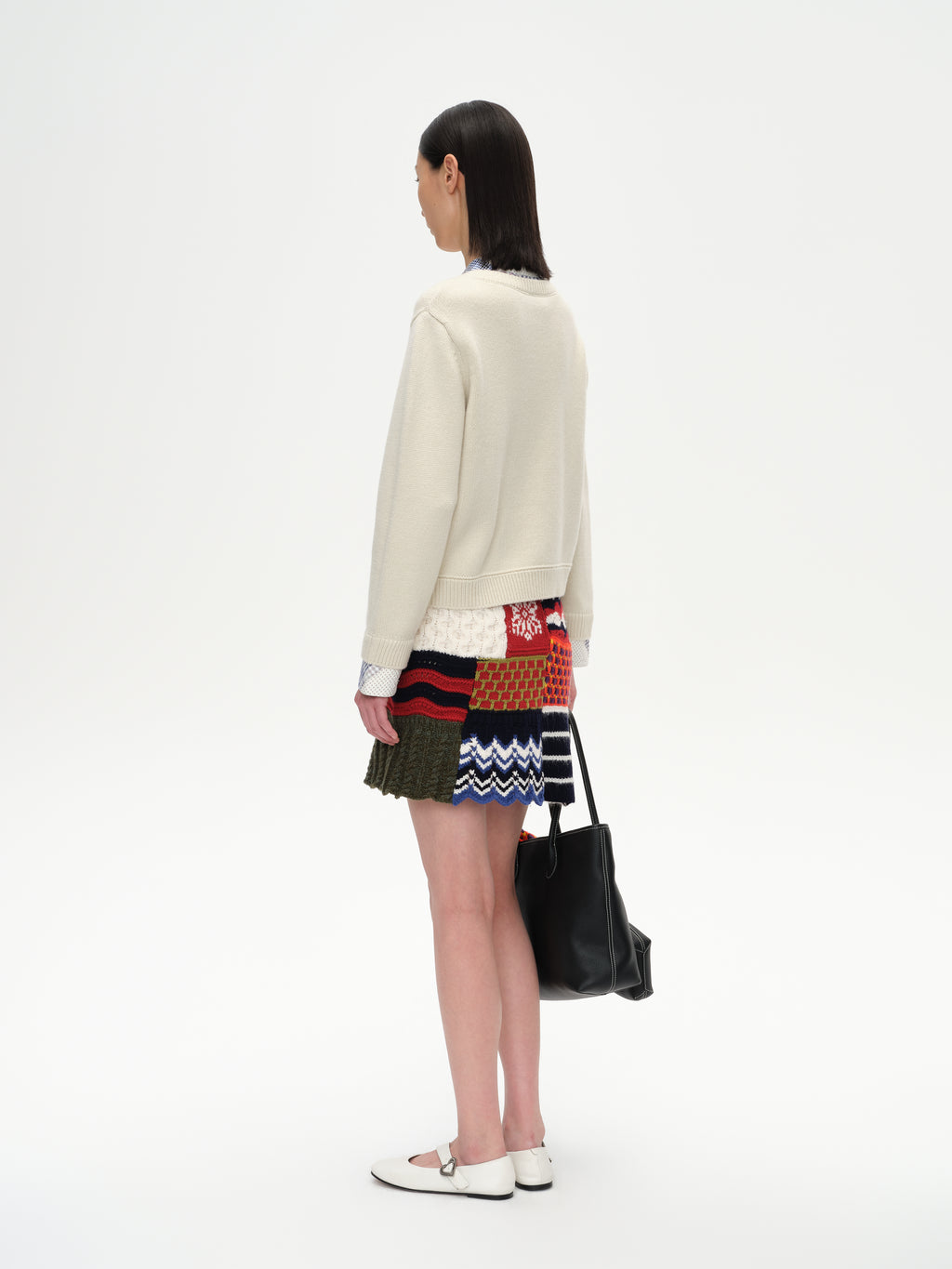 Patchwork Two-Tone Knit Cardigan