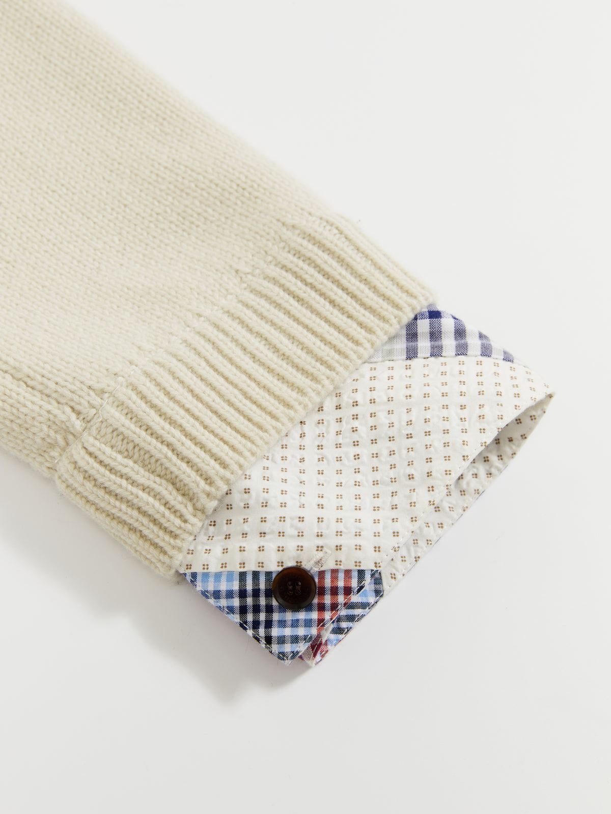 Patchwork Two-Tone Knit Cardigan