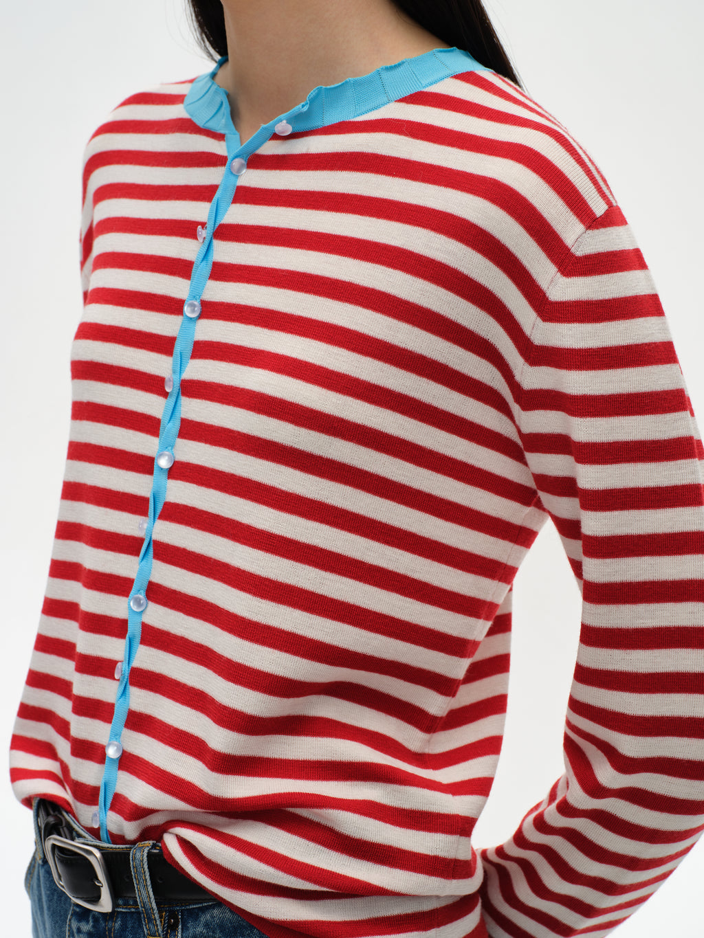 Contrast Collar Knit Cardigan