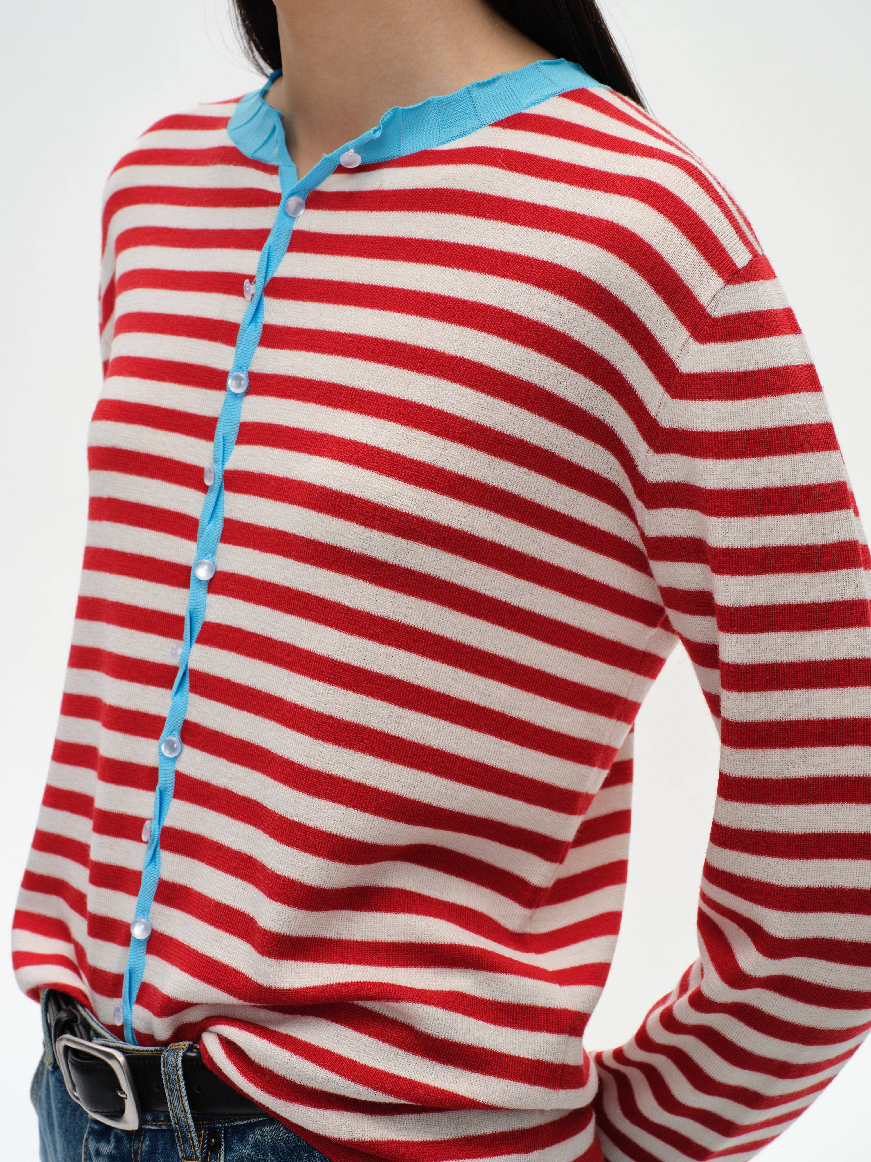 Contrast Collar Knit Cardigan