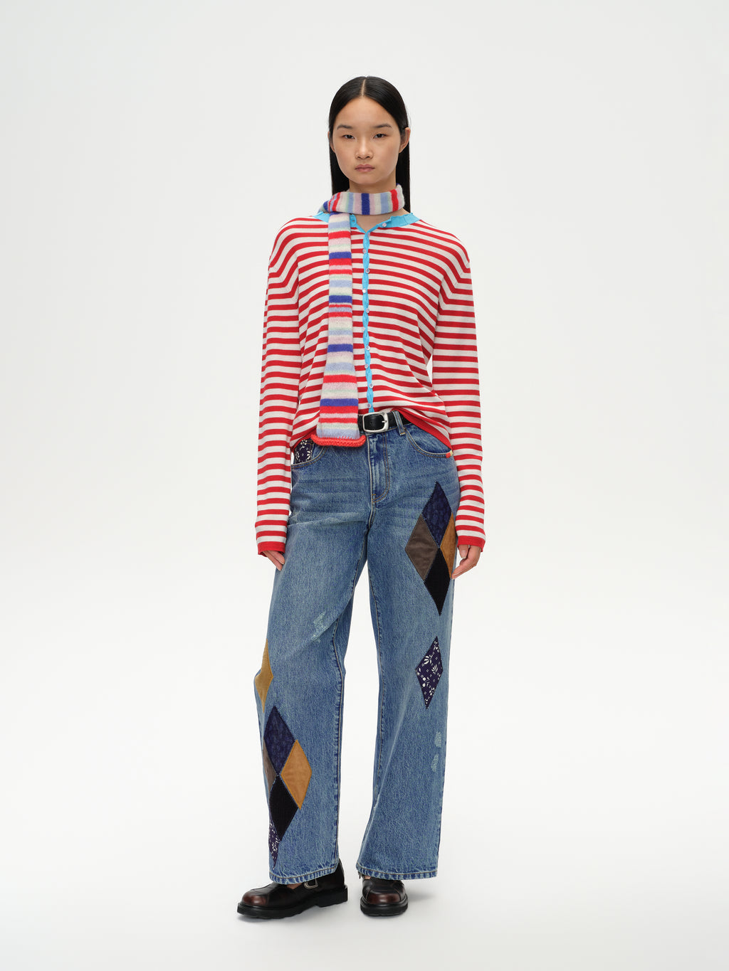 Contrast Collar Knit Cardigan