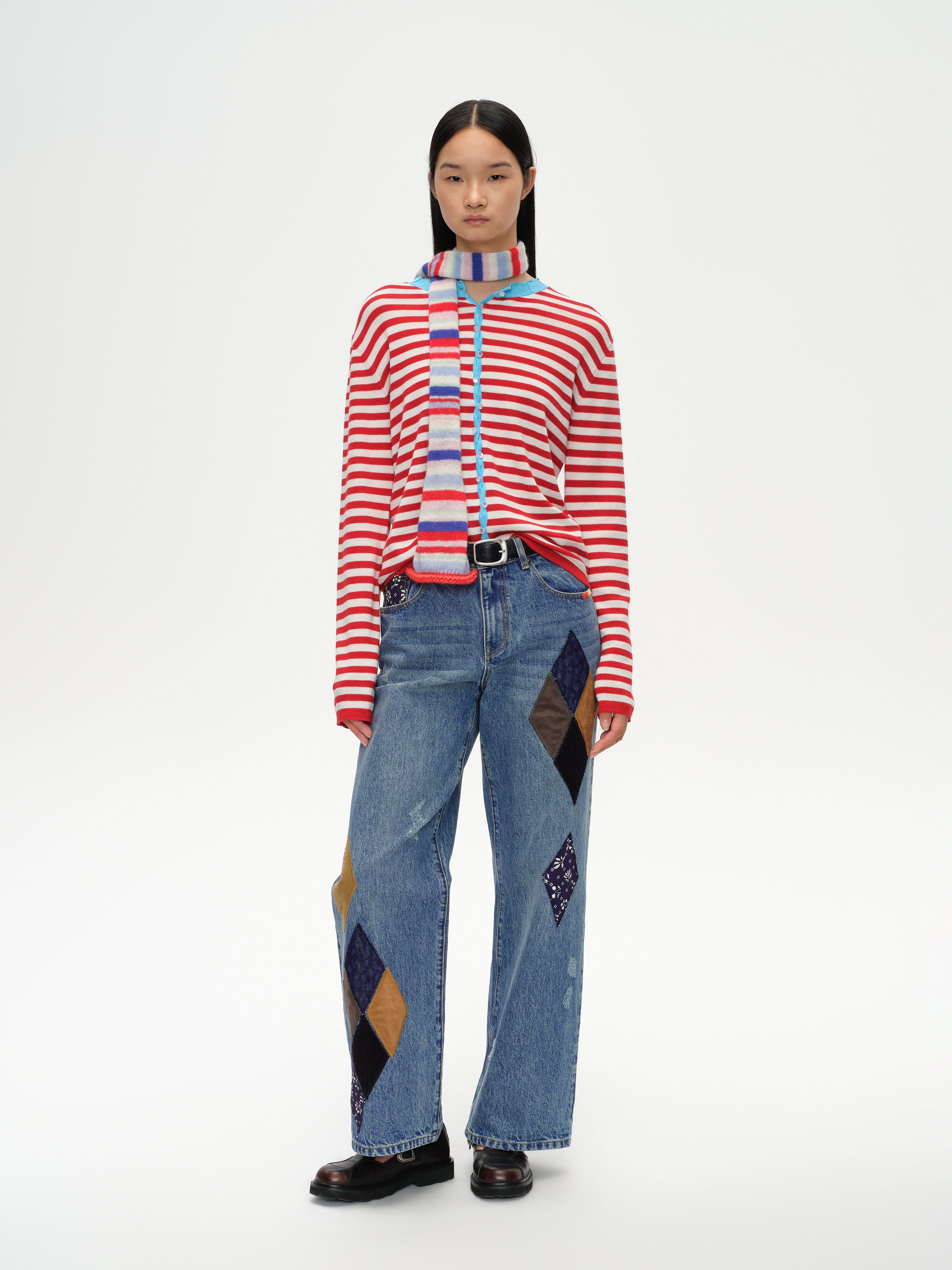 Contrast Collar Knit Cardigan