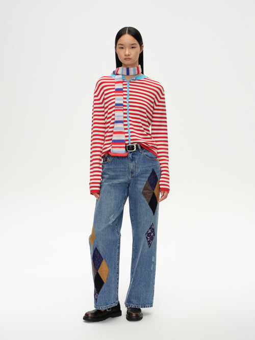 Contrast Collar Knit Cardigan