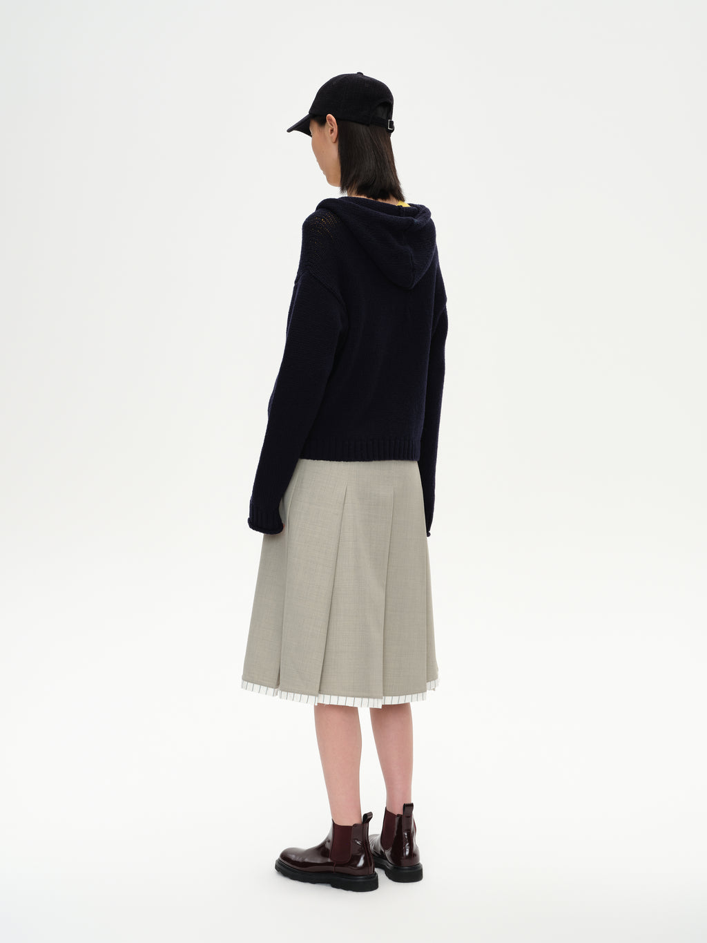Patchwork Hooded Knit Top