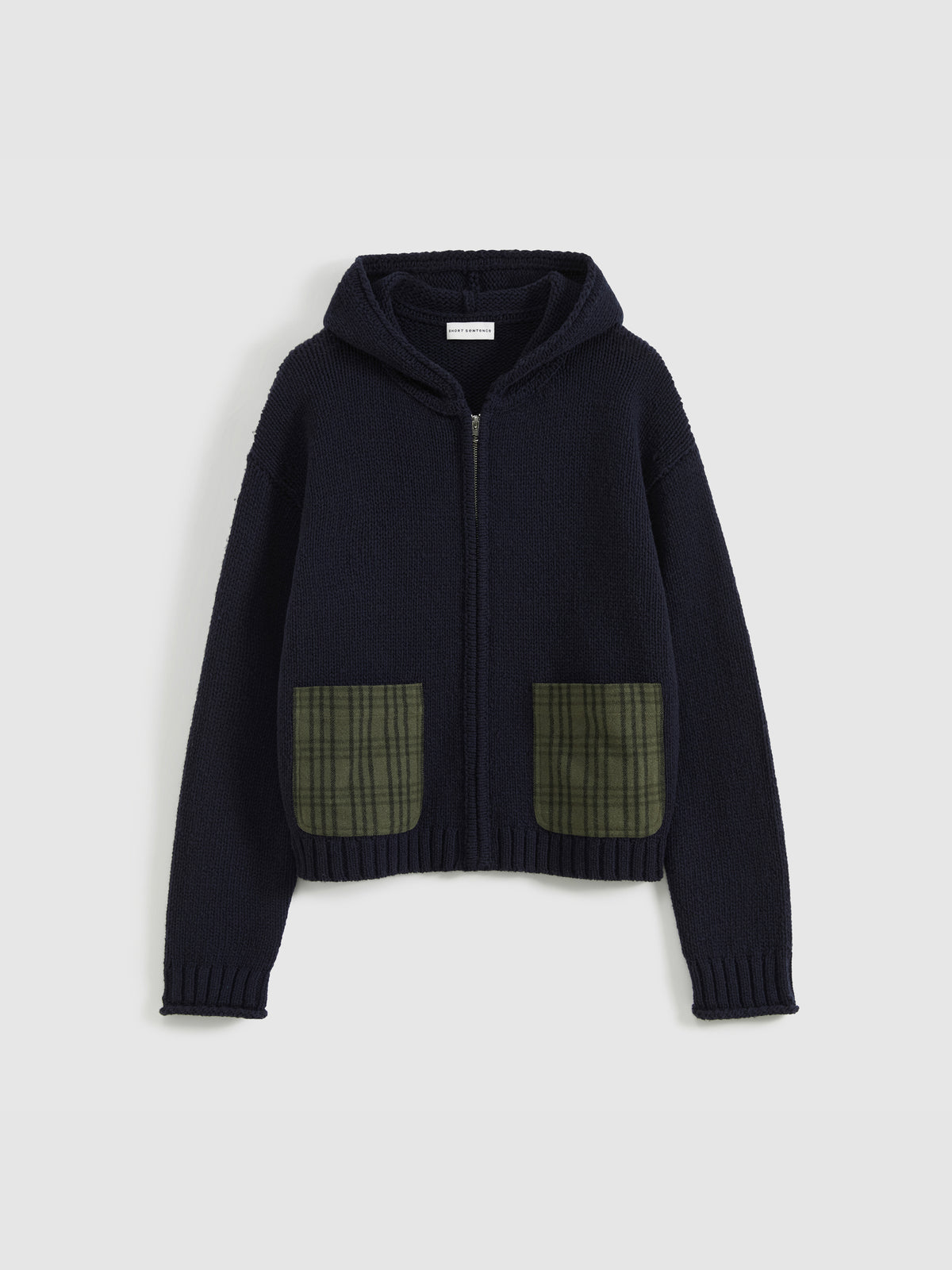 Patchwork Hooded Knit Top