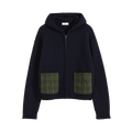 Patchwork Hooded Knit Top