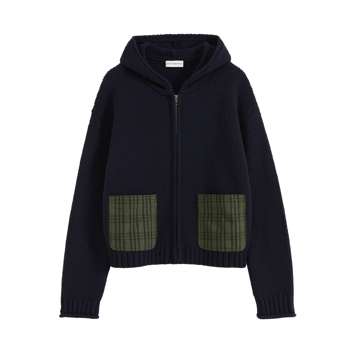 Patchwork Hooded Knit Top