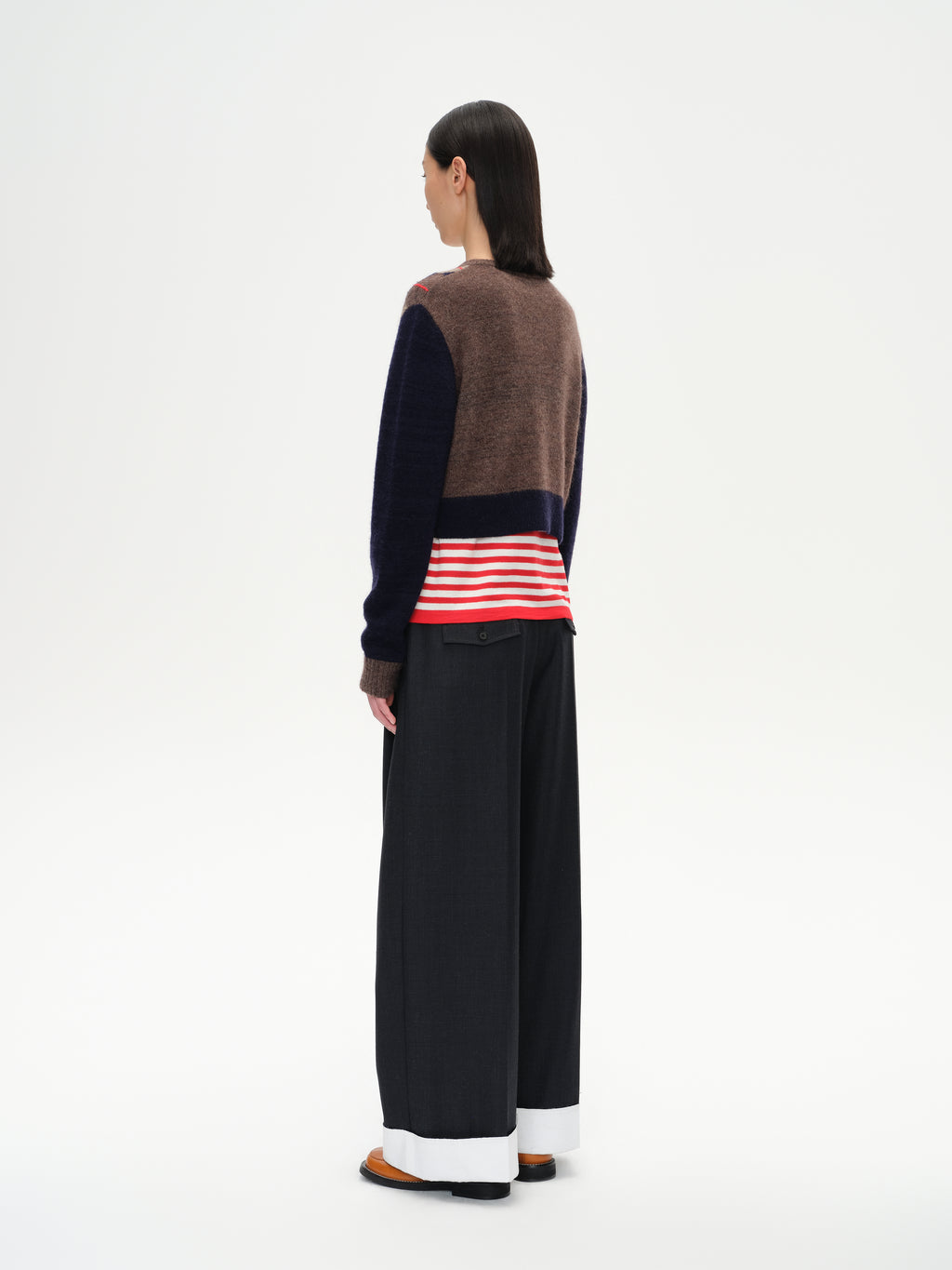 Color-Blocked Diamond Knit Cardigan