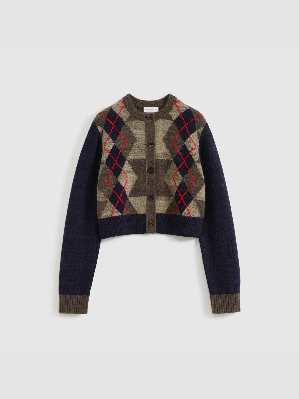 Color-Blocked Diamond Knit Cardigan