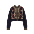 Color-Blocked Diamond Knit Cardigan