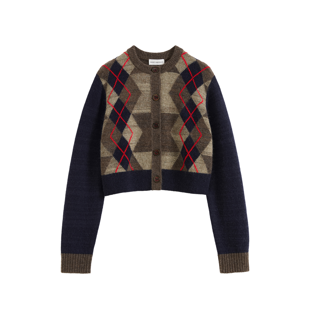 Color-Blocked Diamond Knit Cardigan