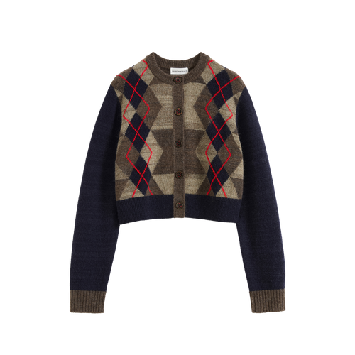 Color-Blocked Diamond Knit Cardigan