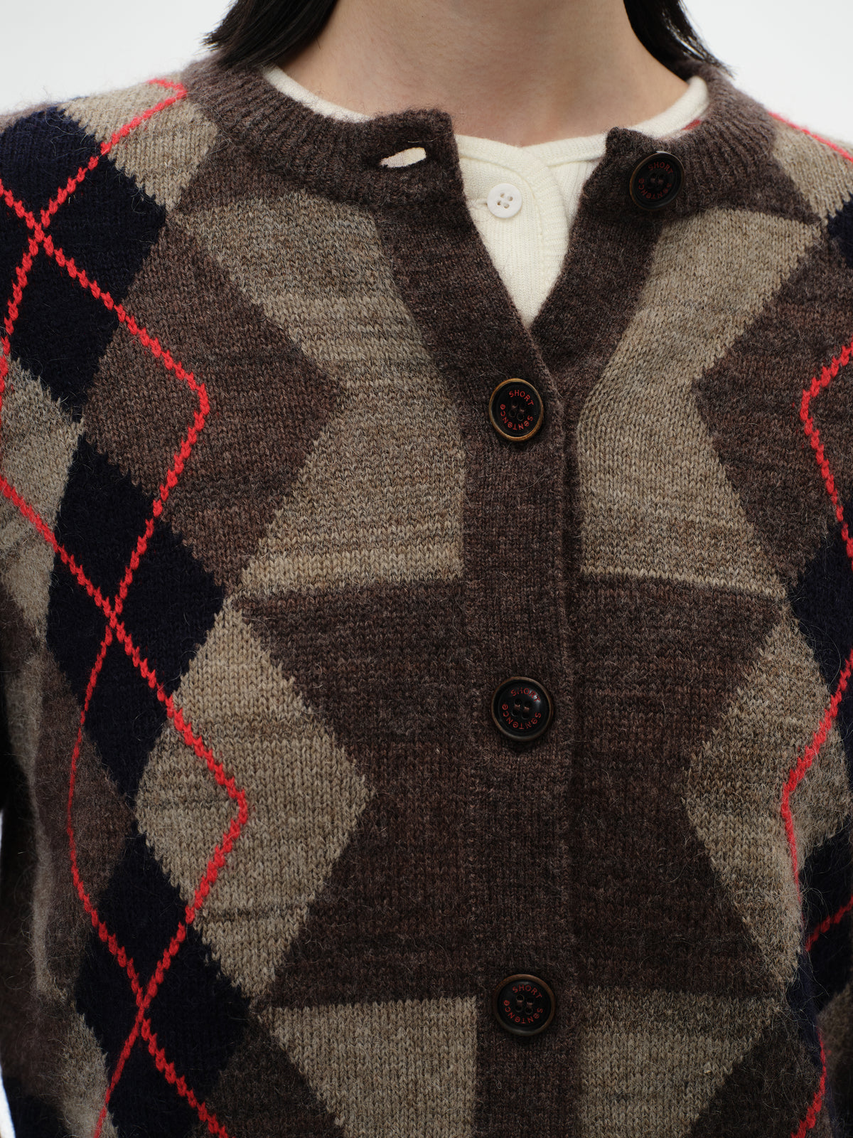 Color-Blocked Diamond Knit Cardigan