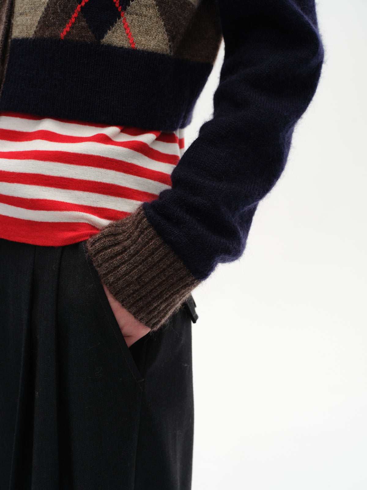 Color-Blocked Diamond Knit Cardigan