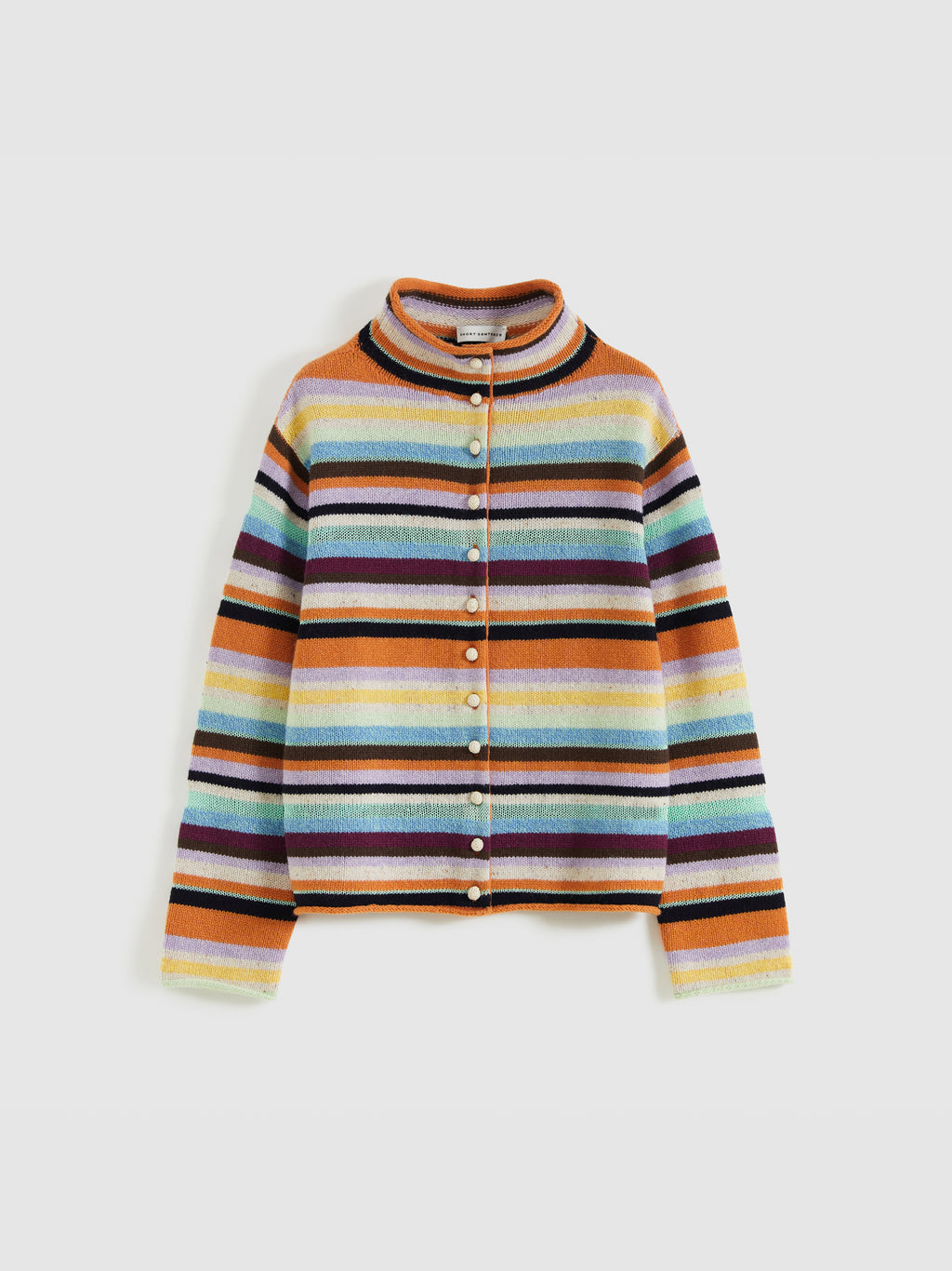 Colorful Striped Multi-Button Cardigan