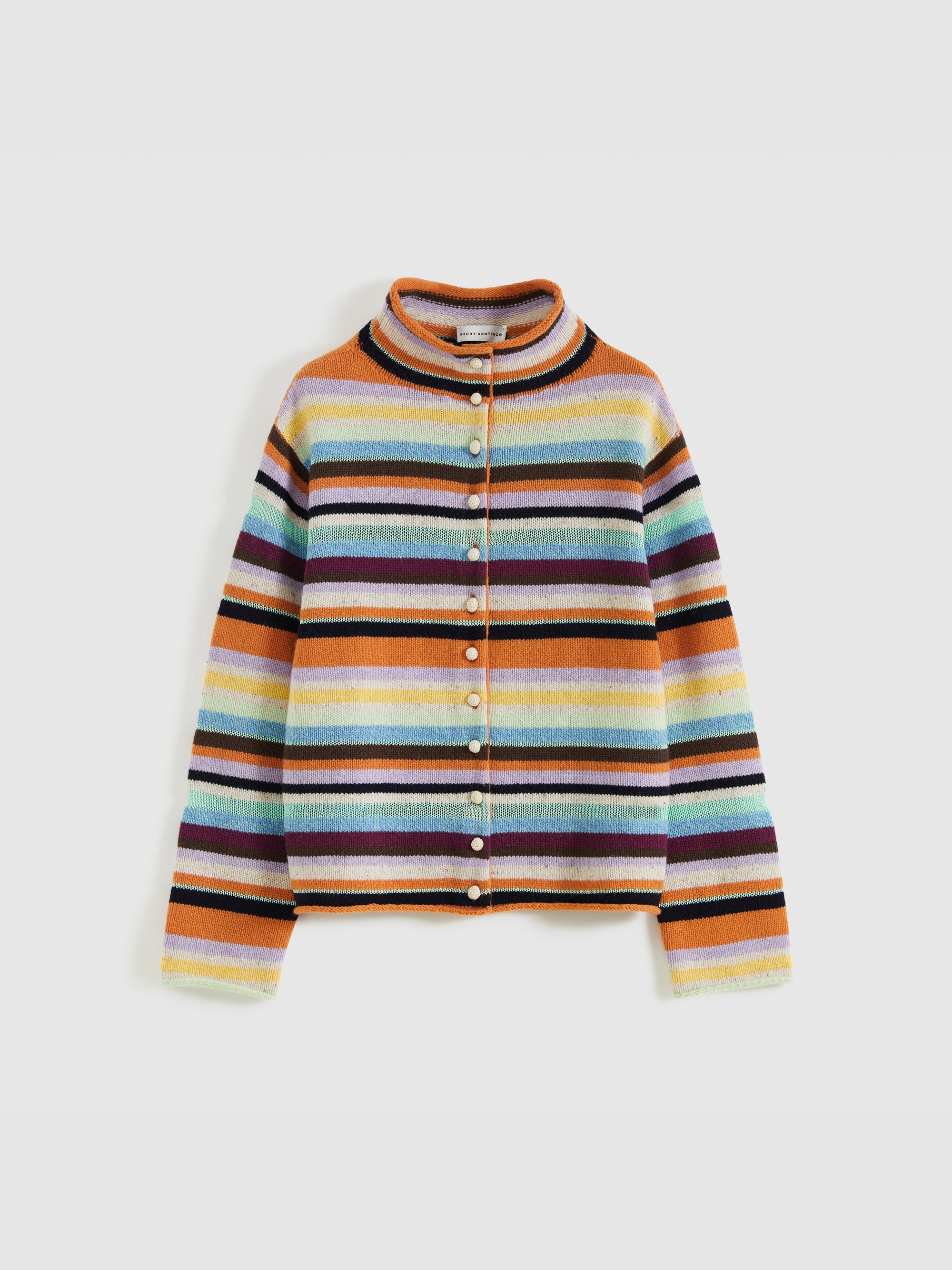 Colorful Striped Multi-Button Cardigan
