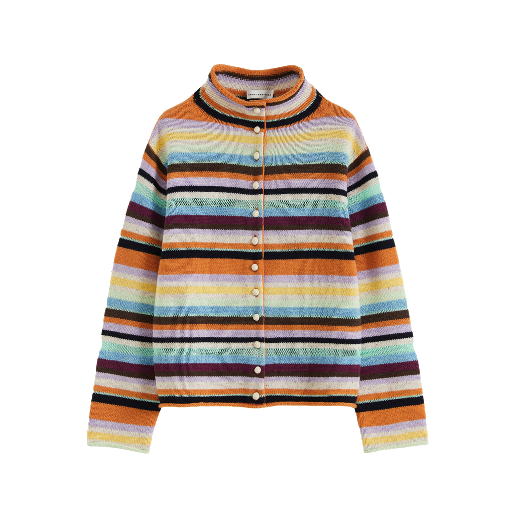 Colorful Striped Multi-Button Cardigan