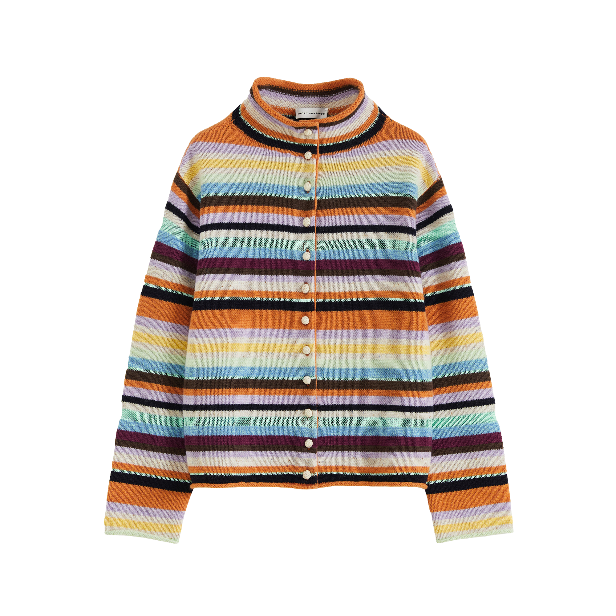 Colorful Striped Multi-Button Cardigan