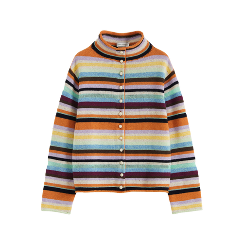 Colorful Striped Multi-Button Cardigan
