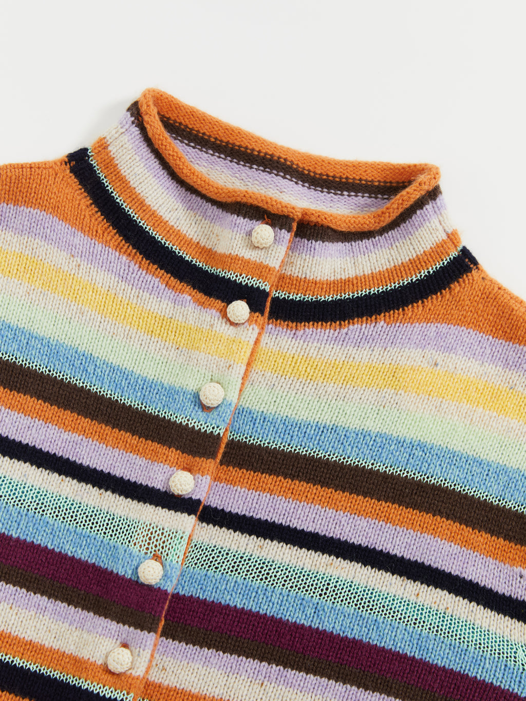 Colorful Striped Multi-Button Cardigan