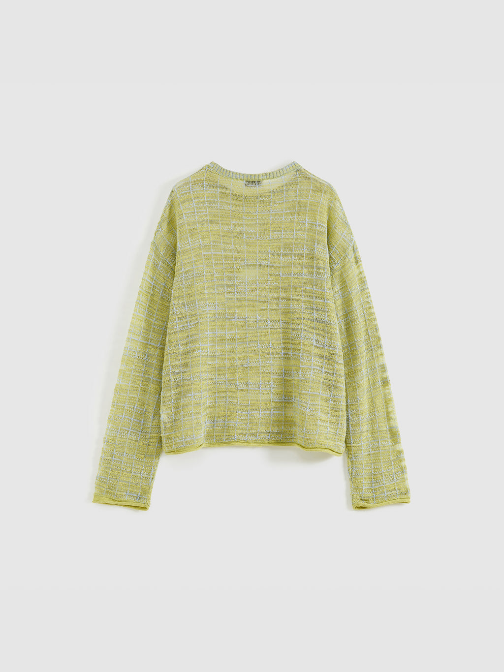 Two-Tone Curtain Placket Crew Neck Knit Top