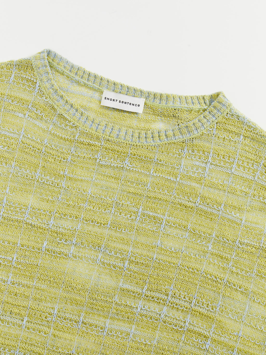 Two-Tone Curtain Placket Crew Neck Knit Top