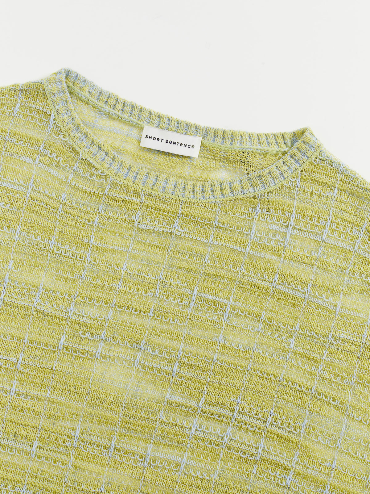 Two-Tone Curtain Placket Crew Neck Knit Top