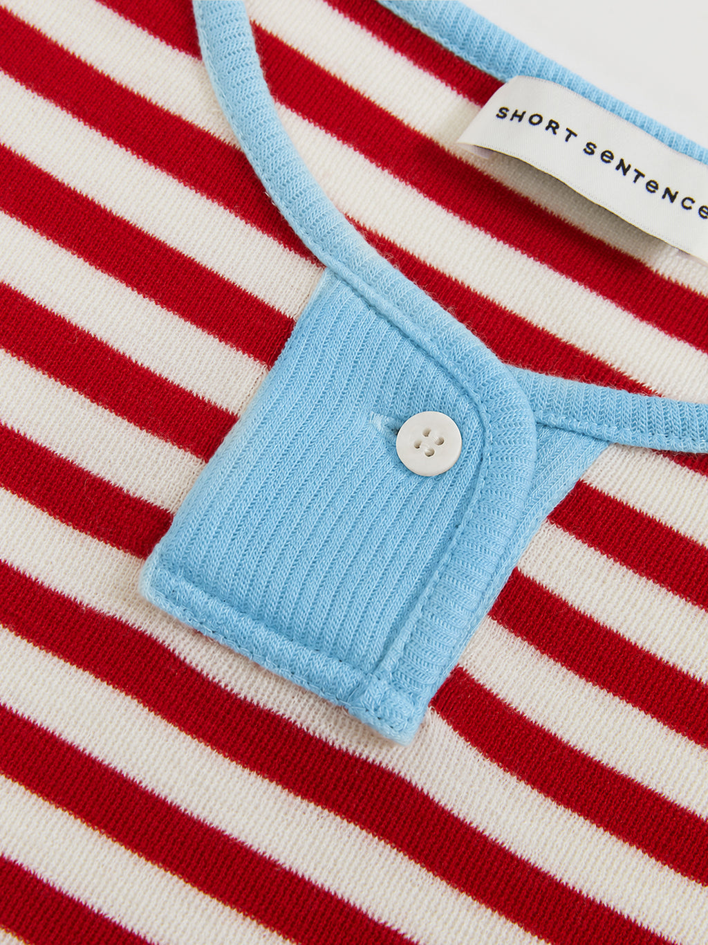 Contrast Stripe Stand Collar Top
