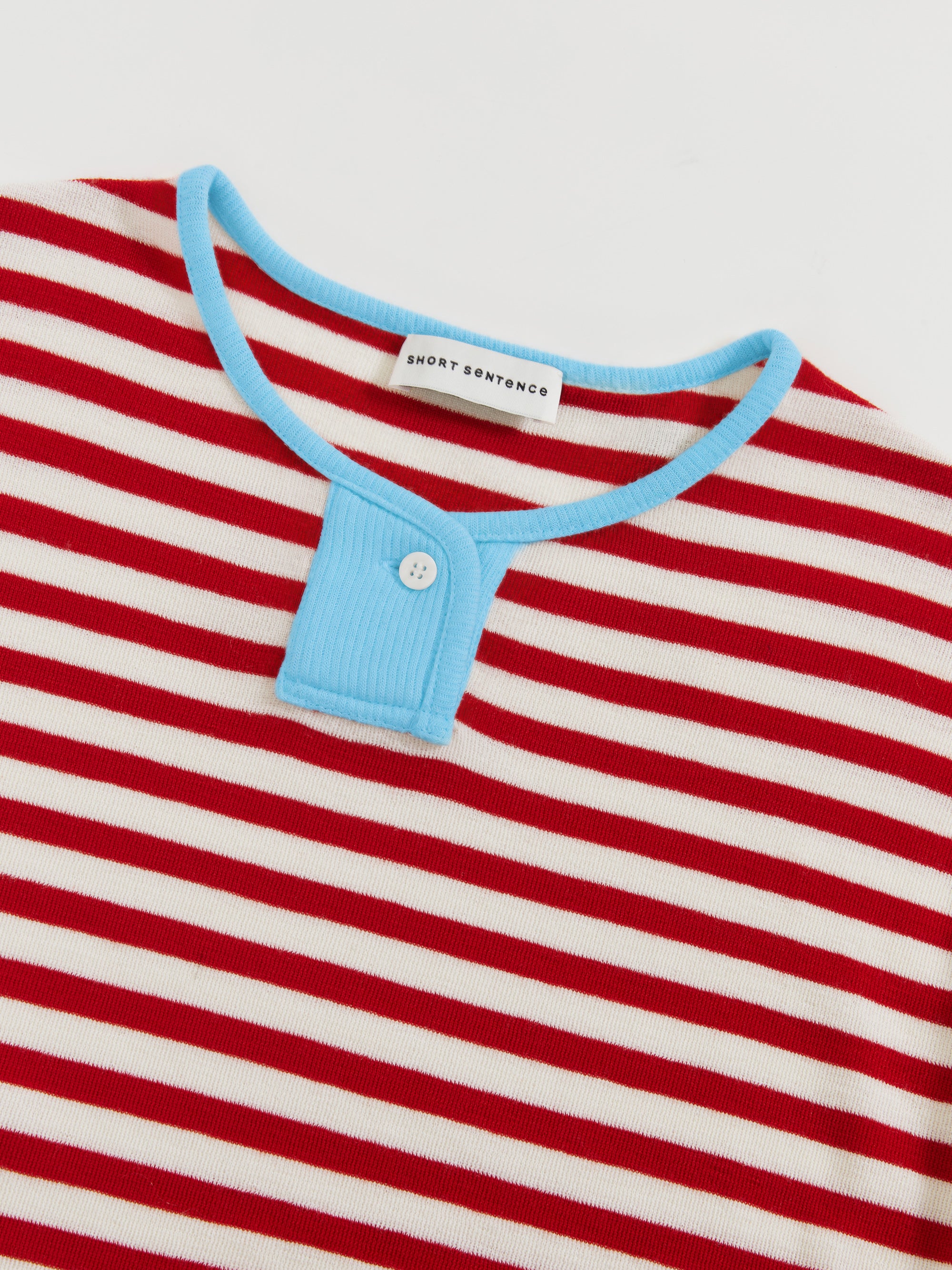 Contrast Stripe Stand Collar Top