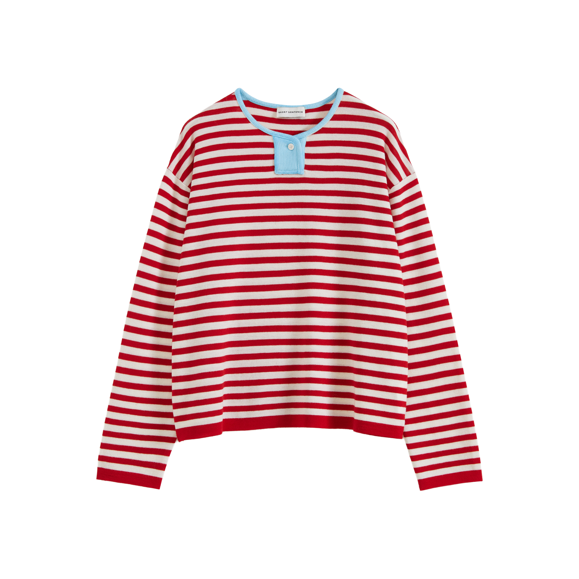 Contrast Stripe Stand Collar Top